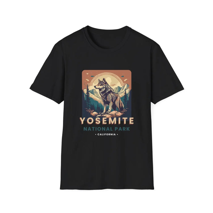 Yosemite Wolf Graphic T-Shirt Nature Lover Gift Outdoor Adventure Tee Travel Apparel National Park Souvenir - XS / Black